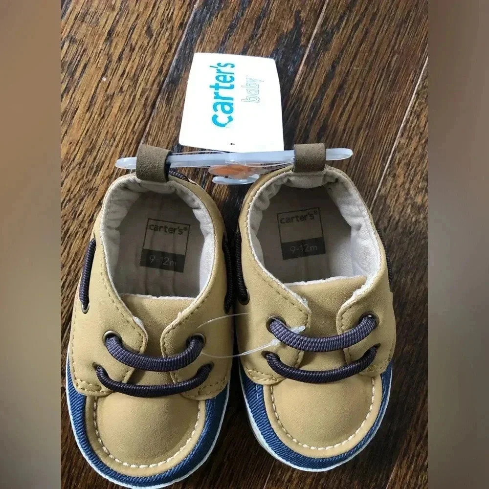 Carter’s Boys 9-12M Brown/ Blue Slip-On Boat Shoes - BRAND NEW W/TAGS! - Picture 3 of 5